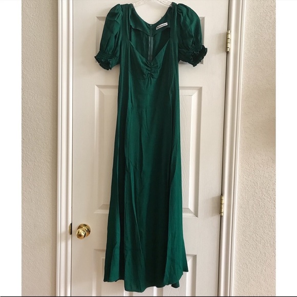 (Copy) reformation / Lacey Midi Dress Emerald - Picture 5 of 9